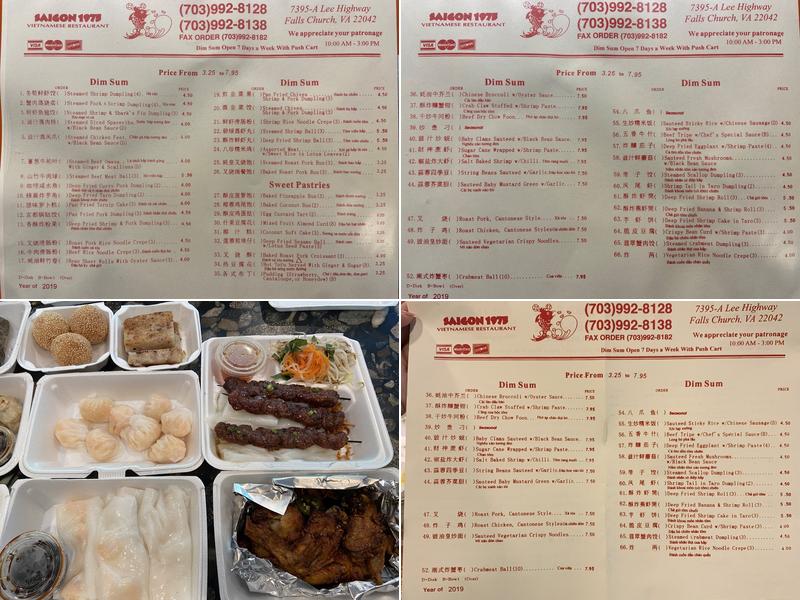 Saigon 1975 Vietnamese Restaurant Menu