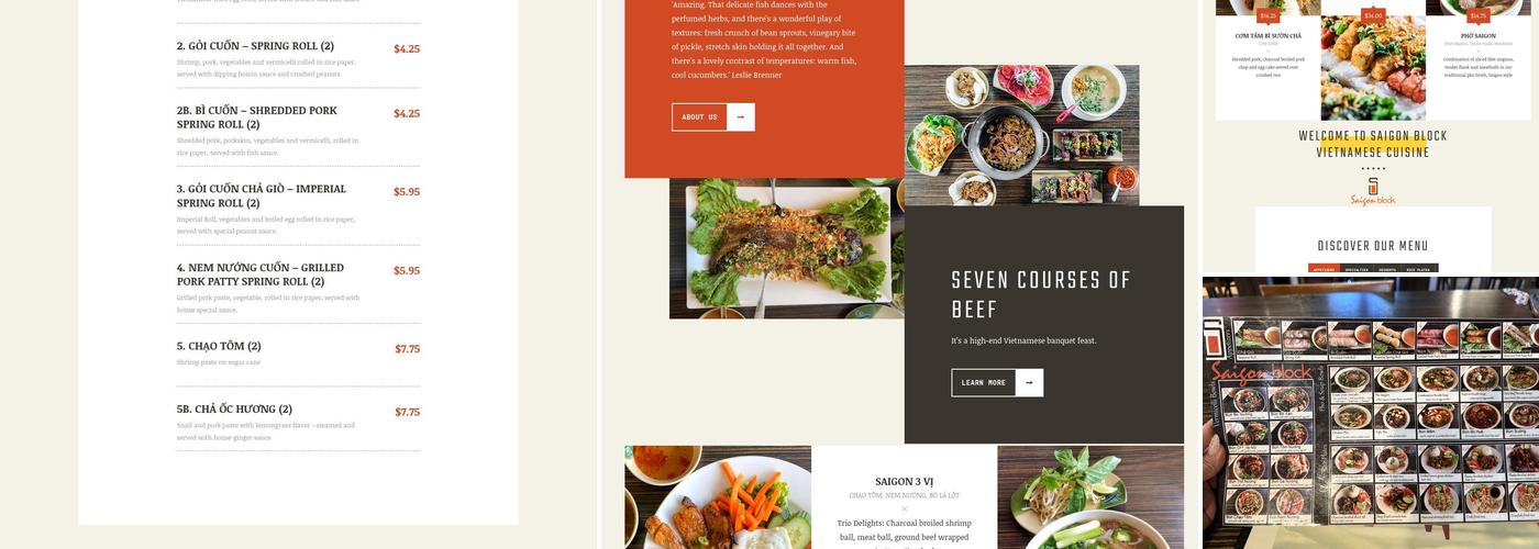 Saigon Block Menu