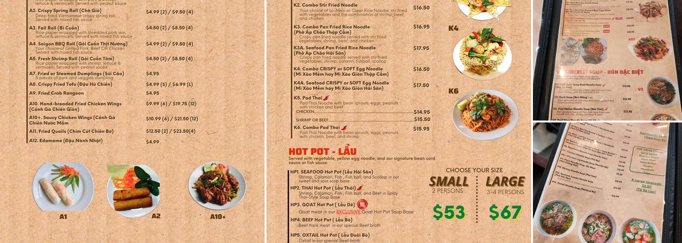 Saigon Noodle and Bistro Menu