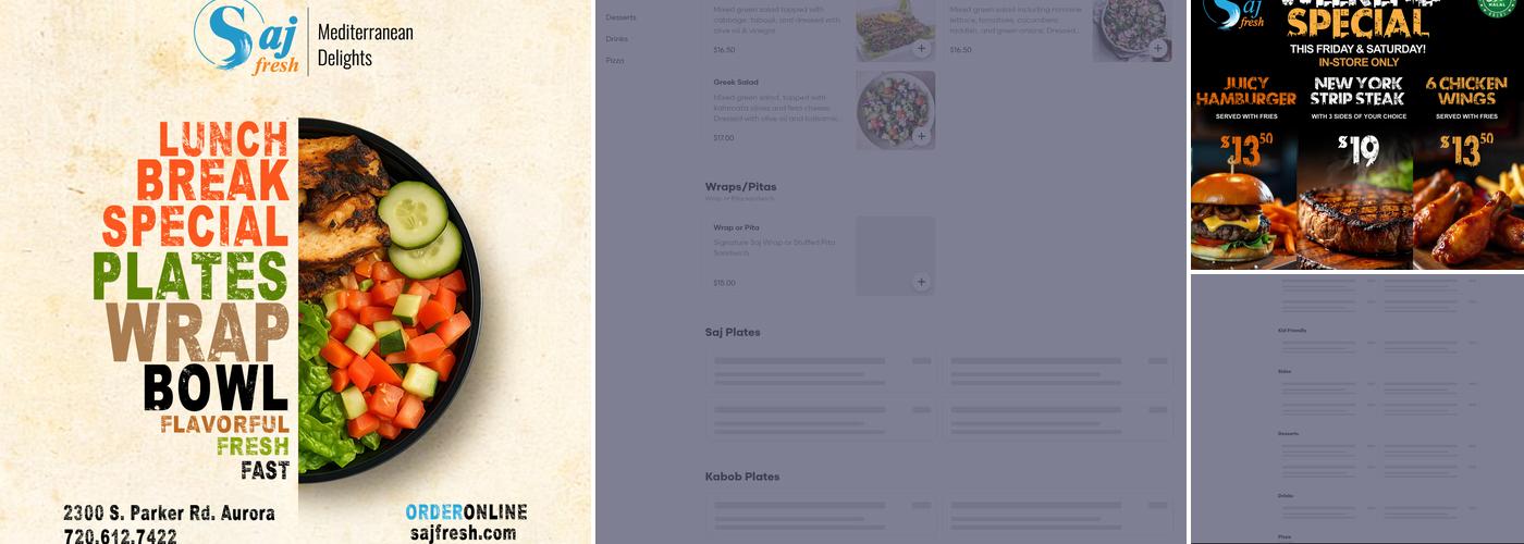 Saj Fresh Grill Menu