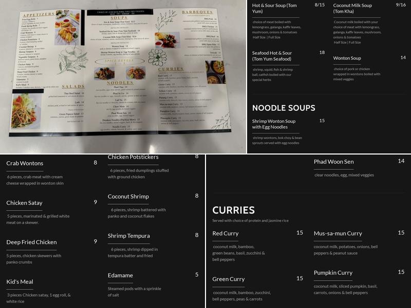 Sala Thai restaurant Menu