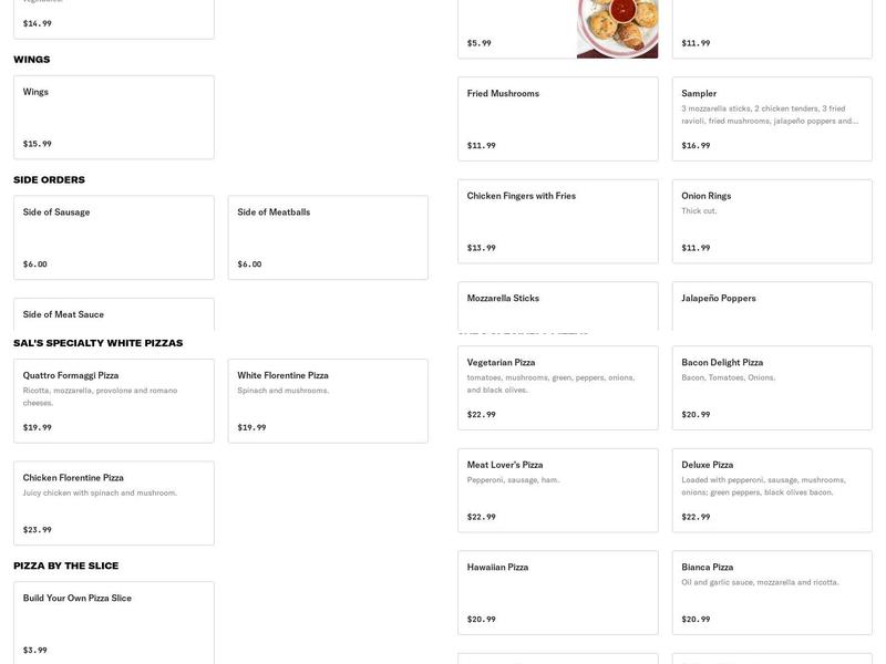 Sal's Pizzeria Green Run Menu
