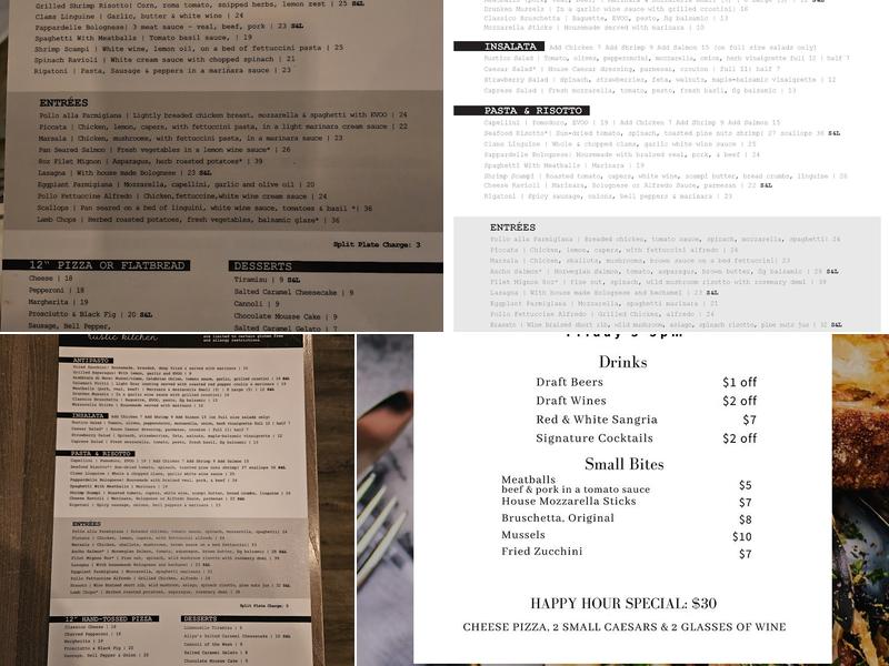 Sam and Luca Rustic Kitchen Menu