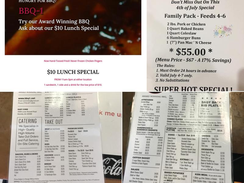 Sam's BBQ-1 East Menu