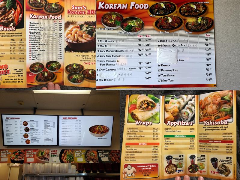Sam's Korean BBQ Menu