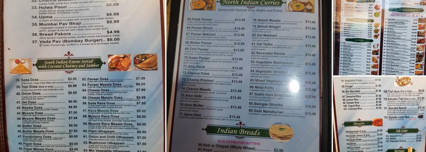 Samudra Menu