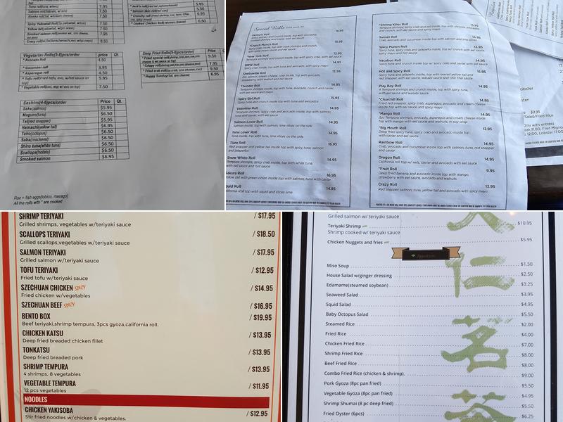 Samurai Sushi And Hibachi Menu