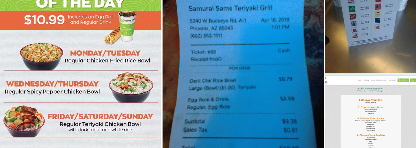 Samurai Sam's Menu