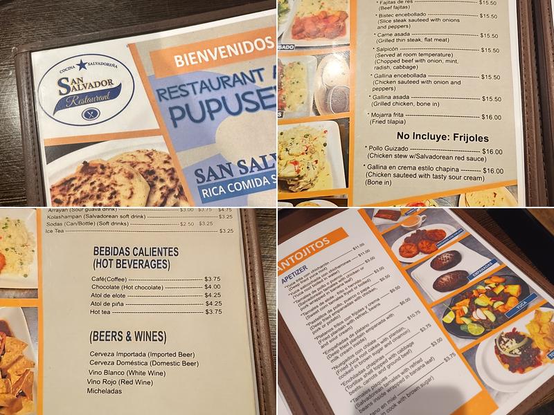 San Salvador Restaurant Menu