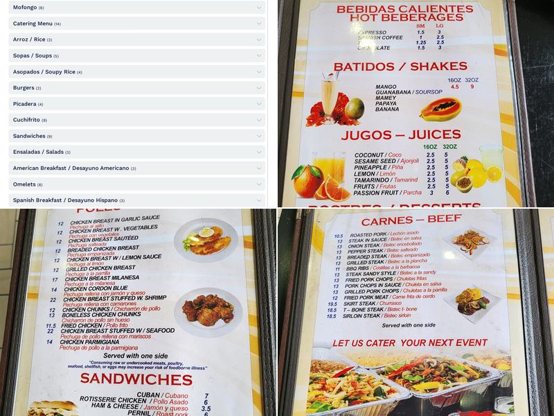 Sandy Restaurant Menu