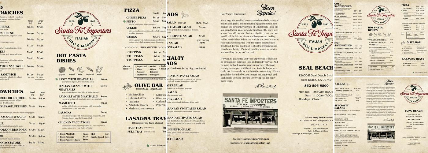 Santa Fe Importers- Long Beach Menu