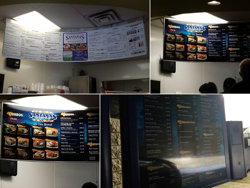 Santana's Mexican Food Menu