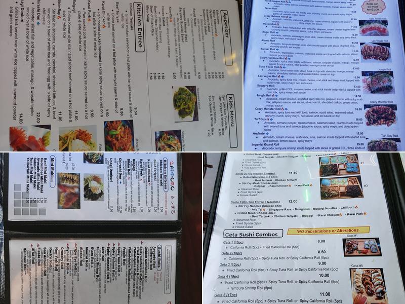 Sapporo Sushi & Asian Fusion Menu