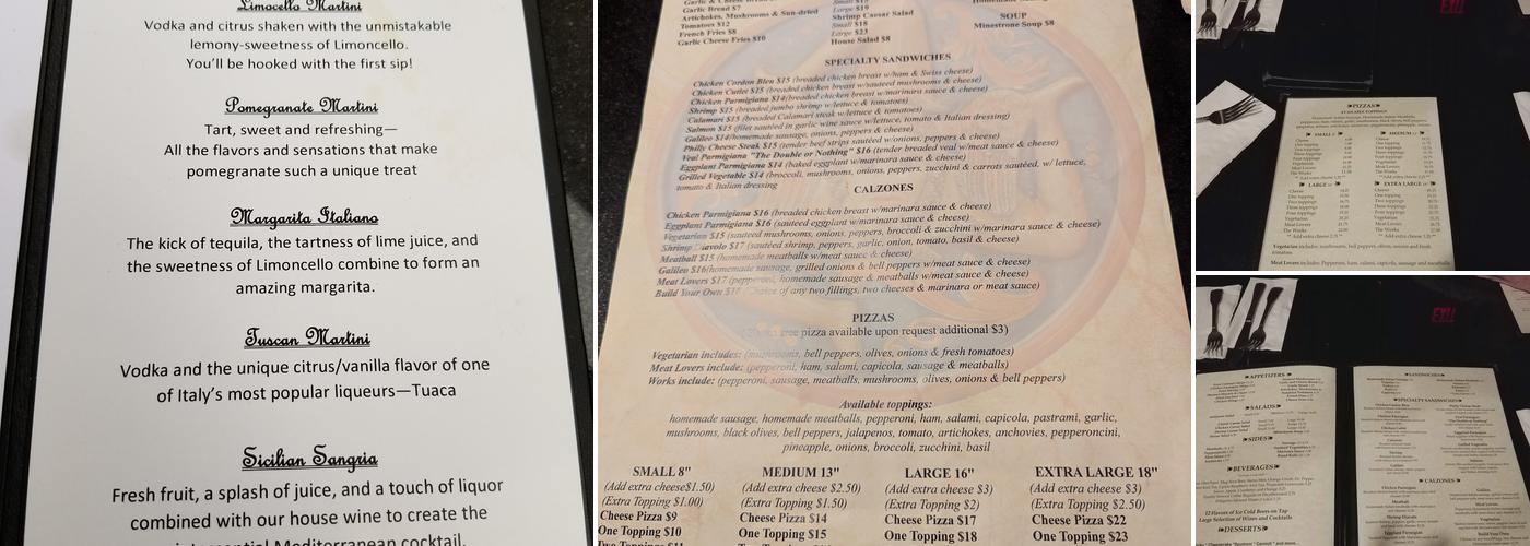 Sardina's Italian Restaurant and Bar Menu