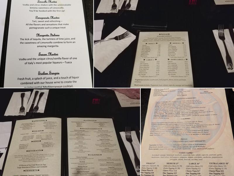 Sardina's Italian Restaurant and Bar Menu