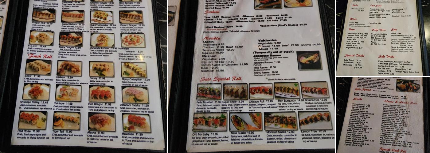 Sato Sushi Menu