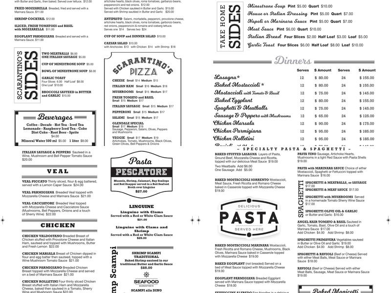 Scarantino's Italian Inn Menu
