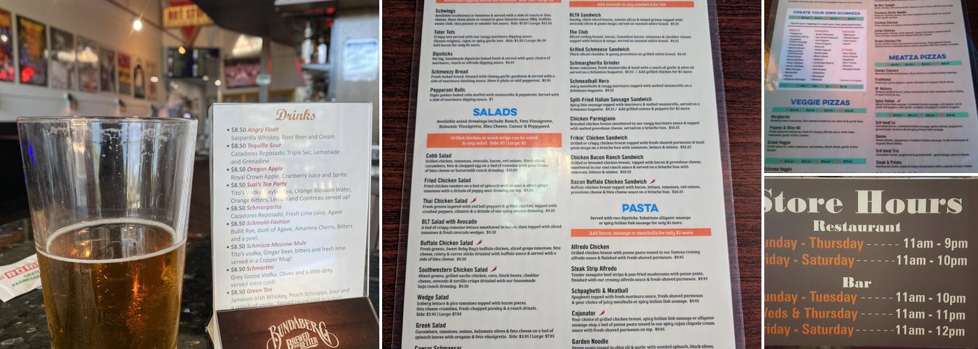 Schmizza Pub & Grub Menu