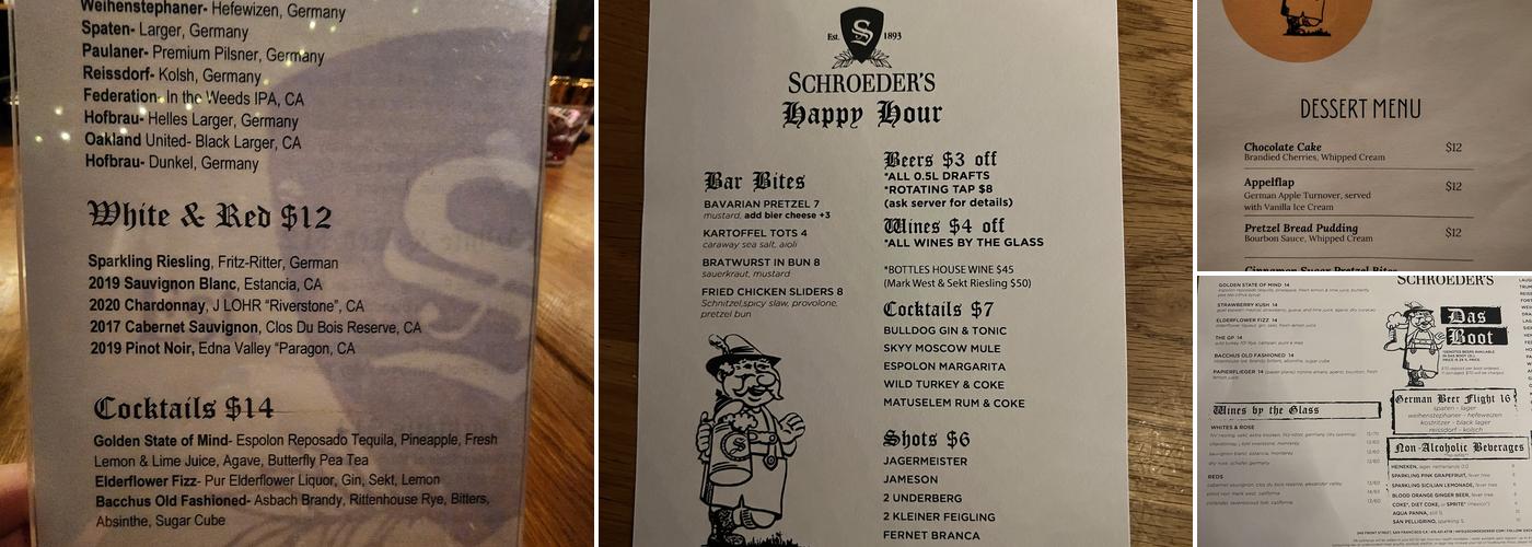 Schroeder's Menu