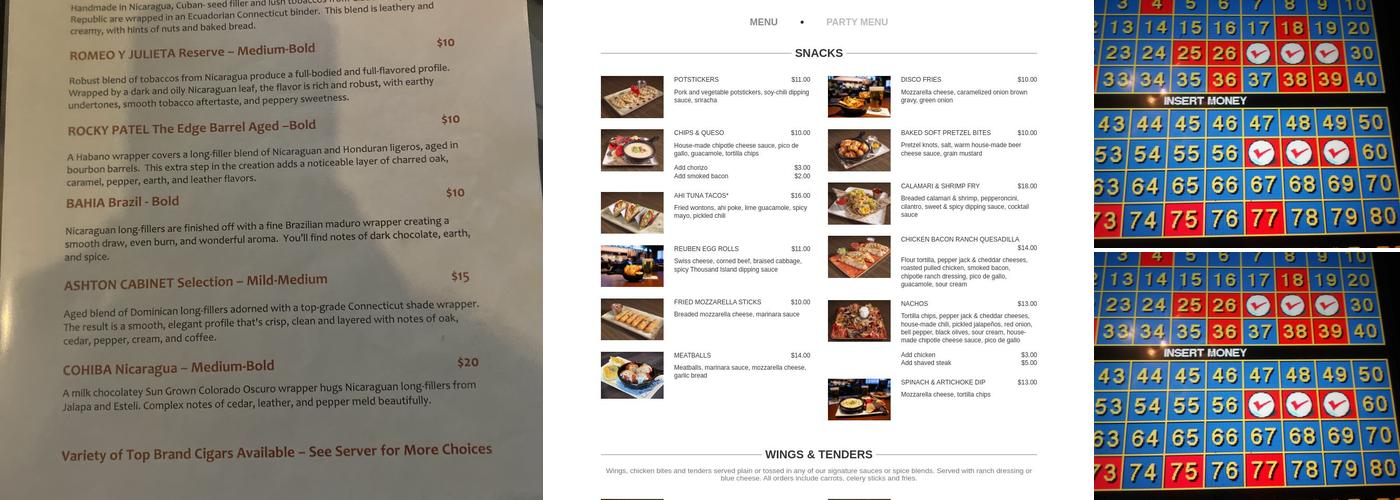 Sean Patrick's Menu