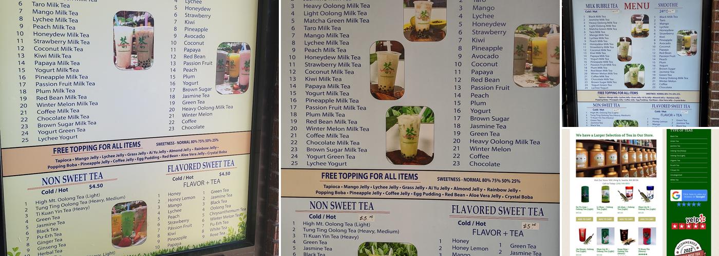 Seattle Best Tea Menu