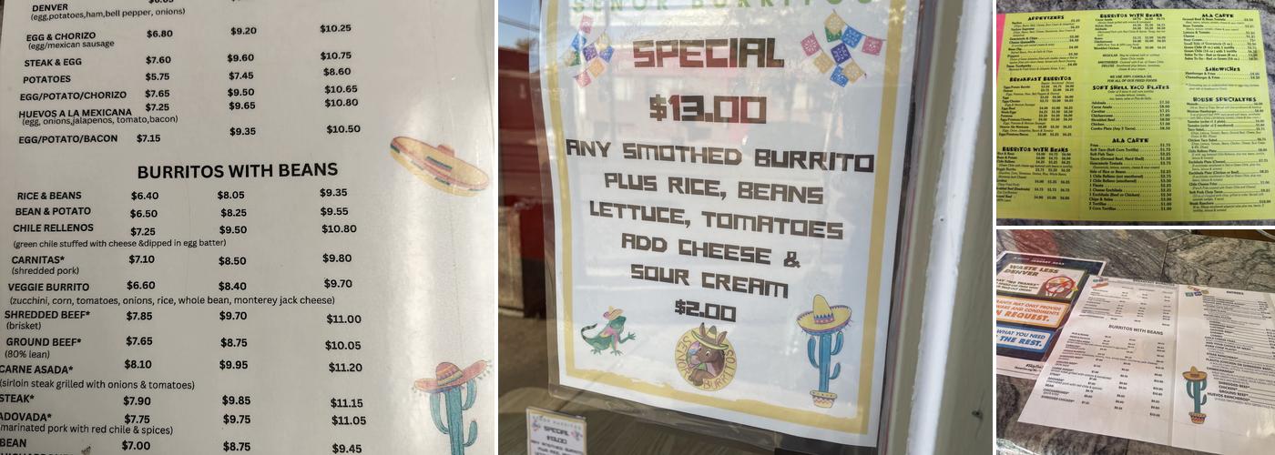 Señor Burritos Menu