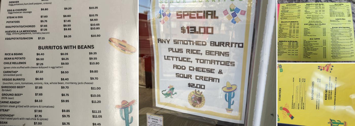 Señor Burritos Menu