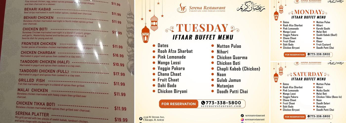 Serena Restaurant Menu