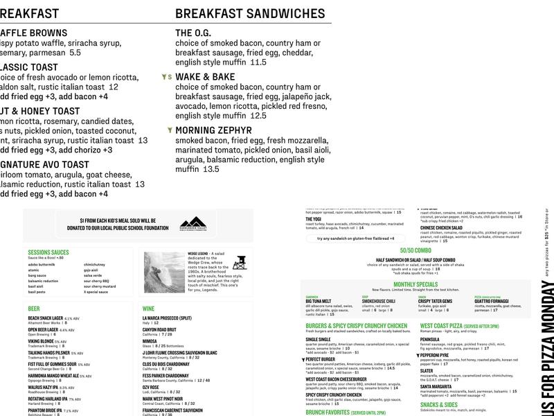 Sessions West Coast Deli Menu