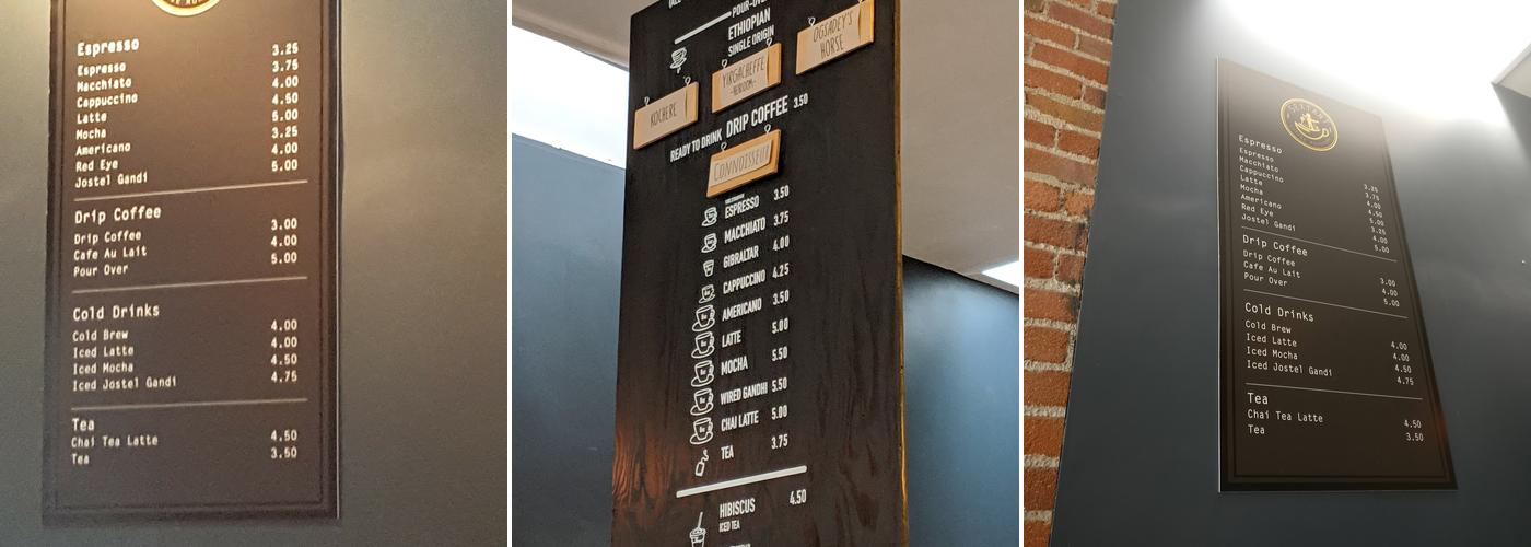 Sextant Coffee Roasters Menu