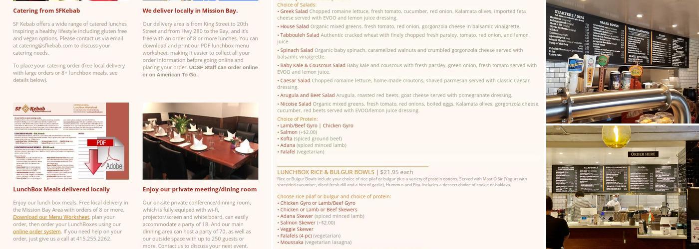 SF Kebab Menu