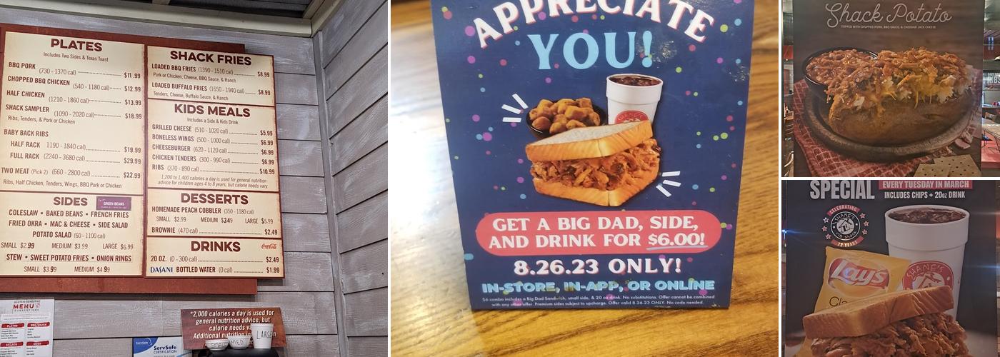 Shane's Rib Shack Menu