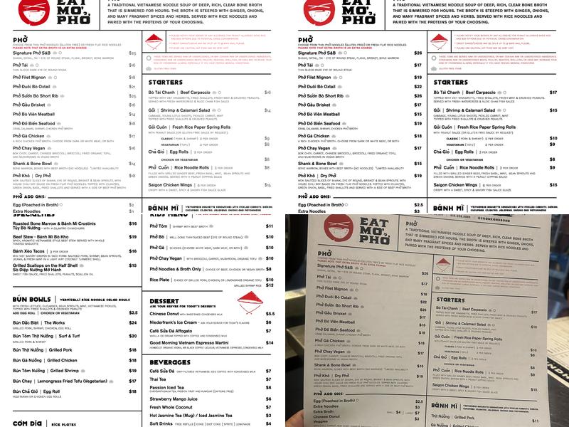 Shank & Bône Menu