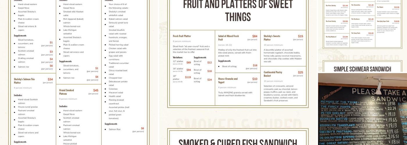 Shelsky's Of Brooklyn Appetizing and Delicatessen Menu