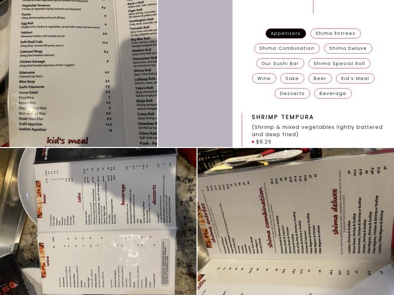 Shima Menu