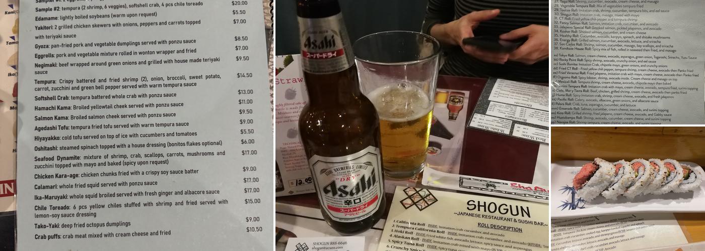 Shogun Japanese Restaurant Menu