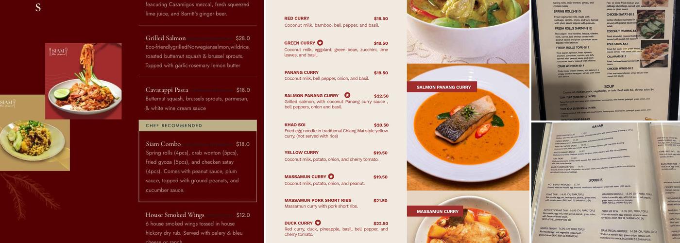 Siam on Eastlake Menu