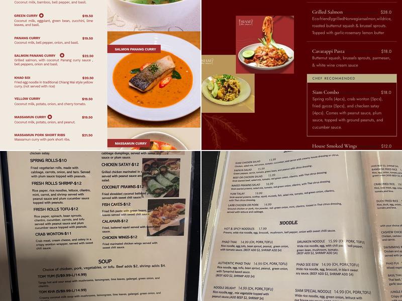 Siam on Eastlake Menu