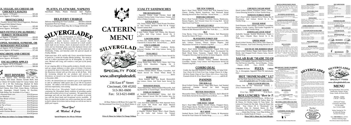 Silverglades on 8th Menu