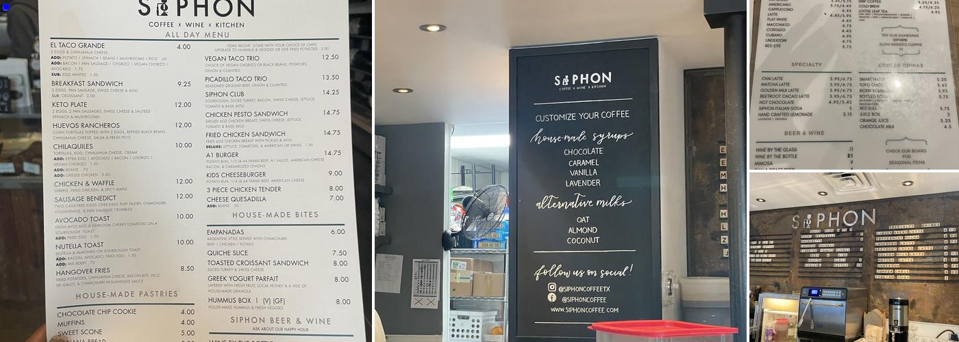 Siphon Coffee Menu