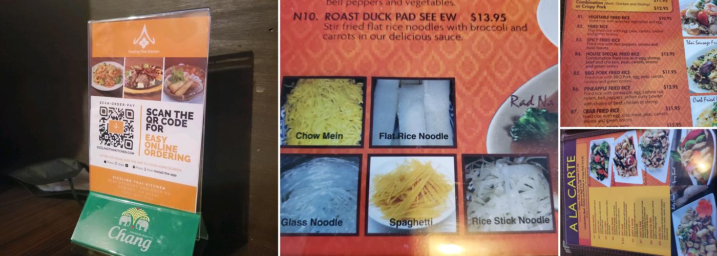 Sizzling Thai Kitchen Menu
