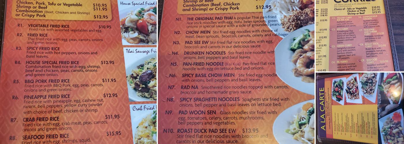 Sizzling Thai Kitchen Menu