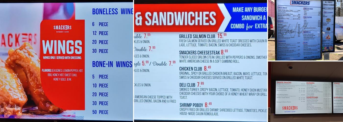 SMACKERS Menu