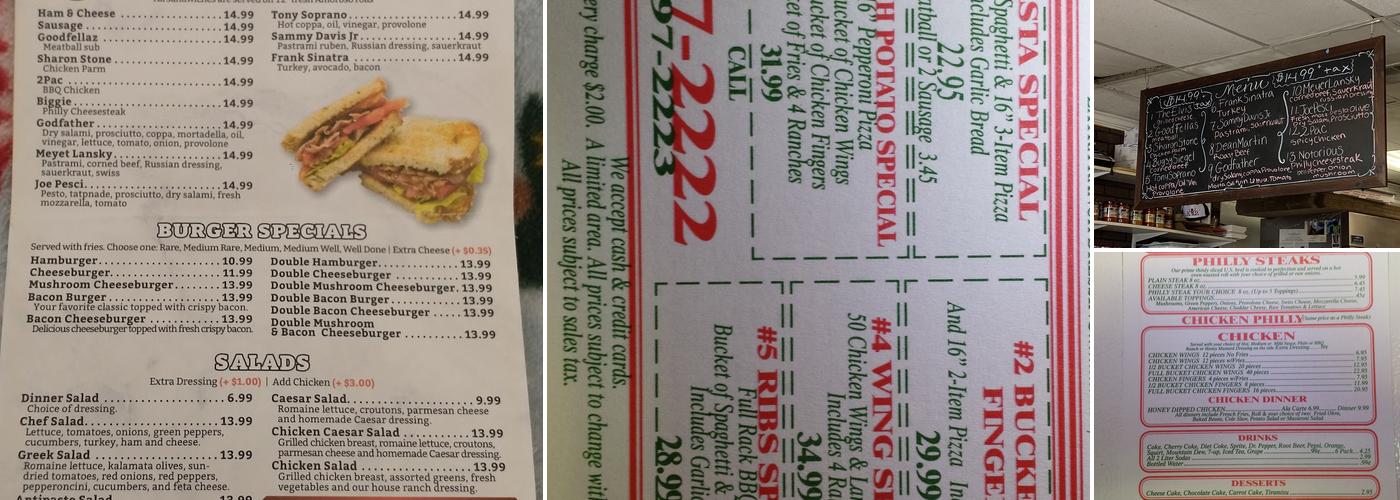 Sofia's Pizza Menu