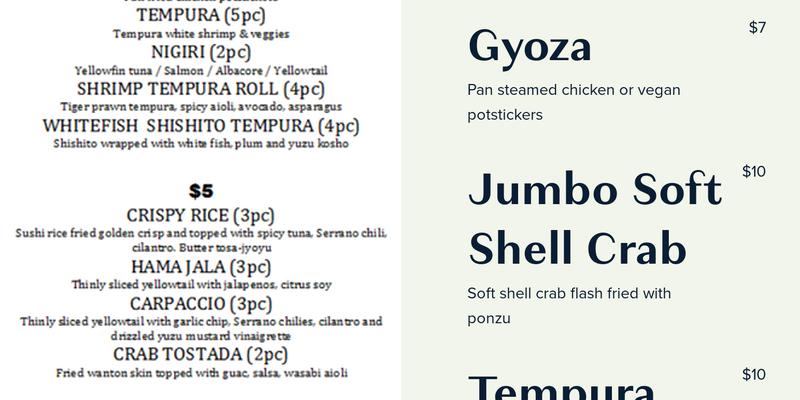 SOTA Menu