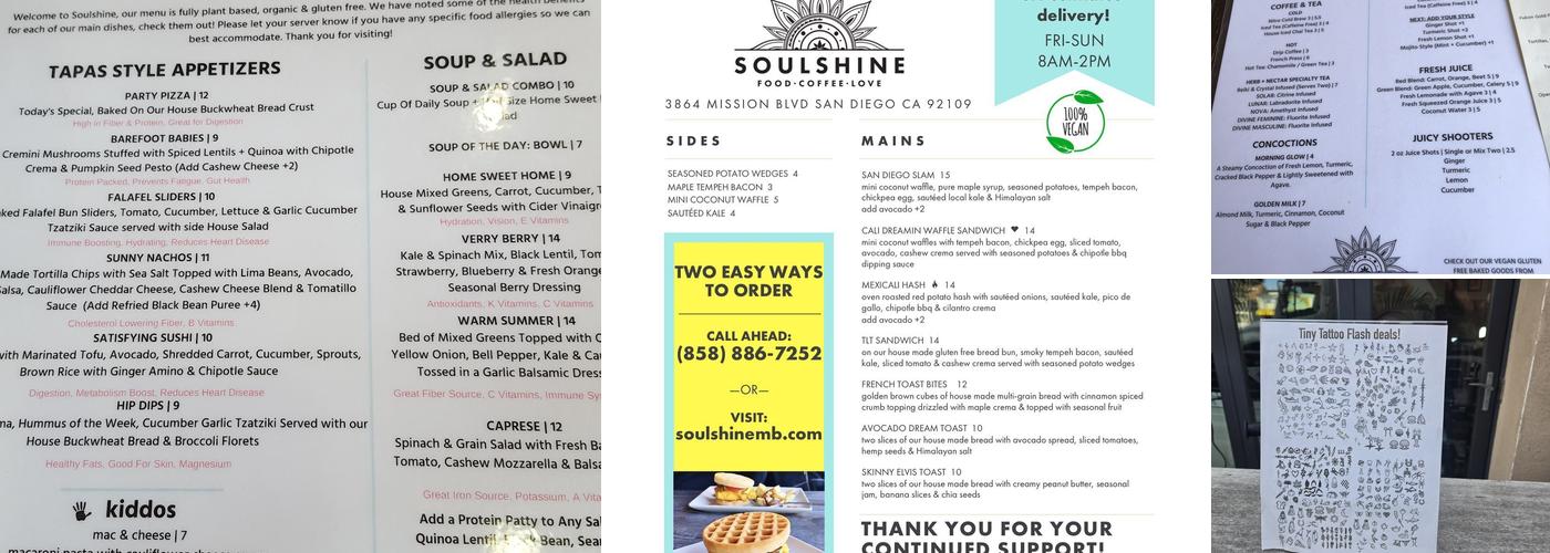 Soulshine Menu