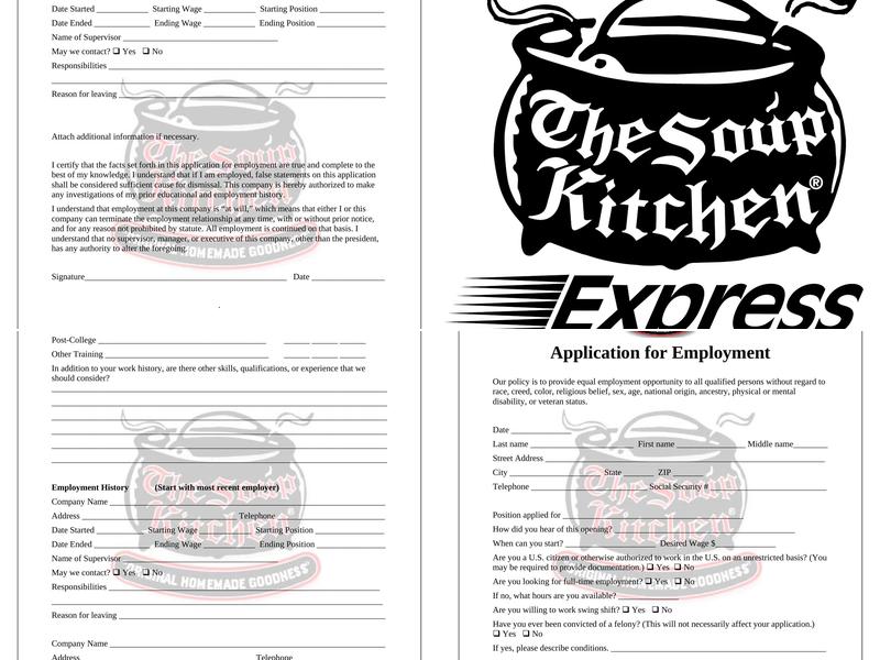 The Soup Kitchen Express Menu