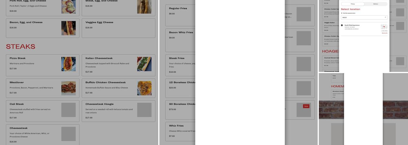 South Philly Experience Menu