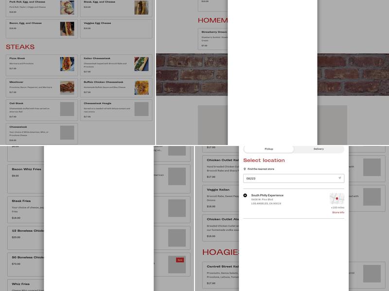 South Philly Experience Menu