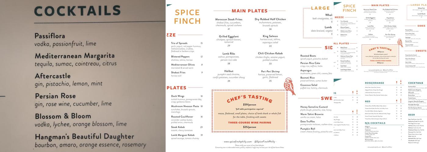 Spice Finch Menu